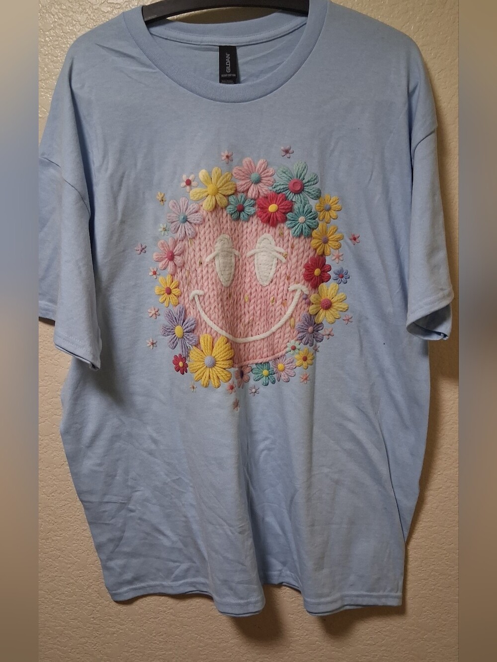 Light Blue Floral Smiley Tee